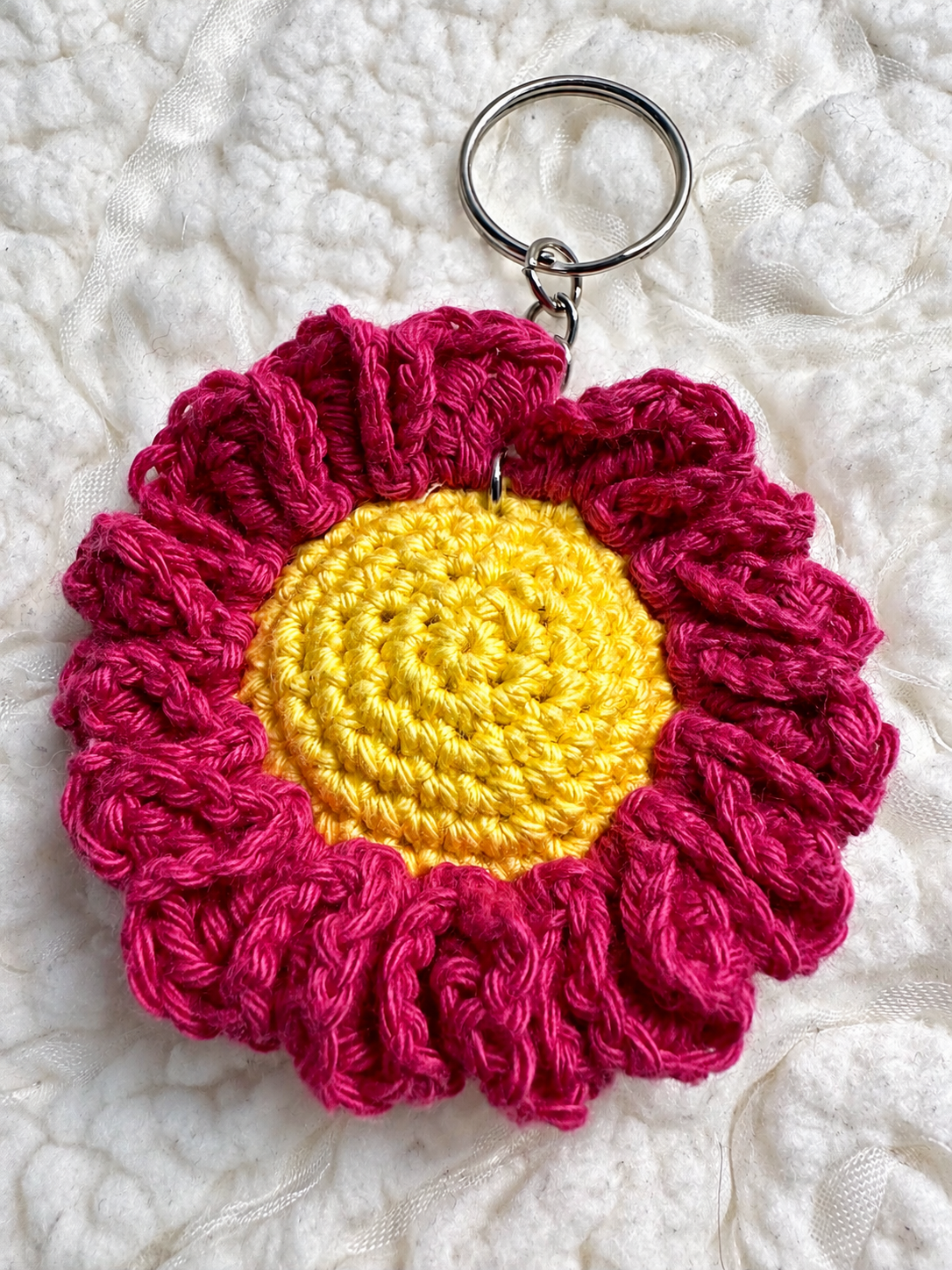 Porte clé fleur - rose