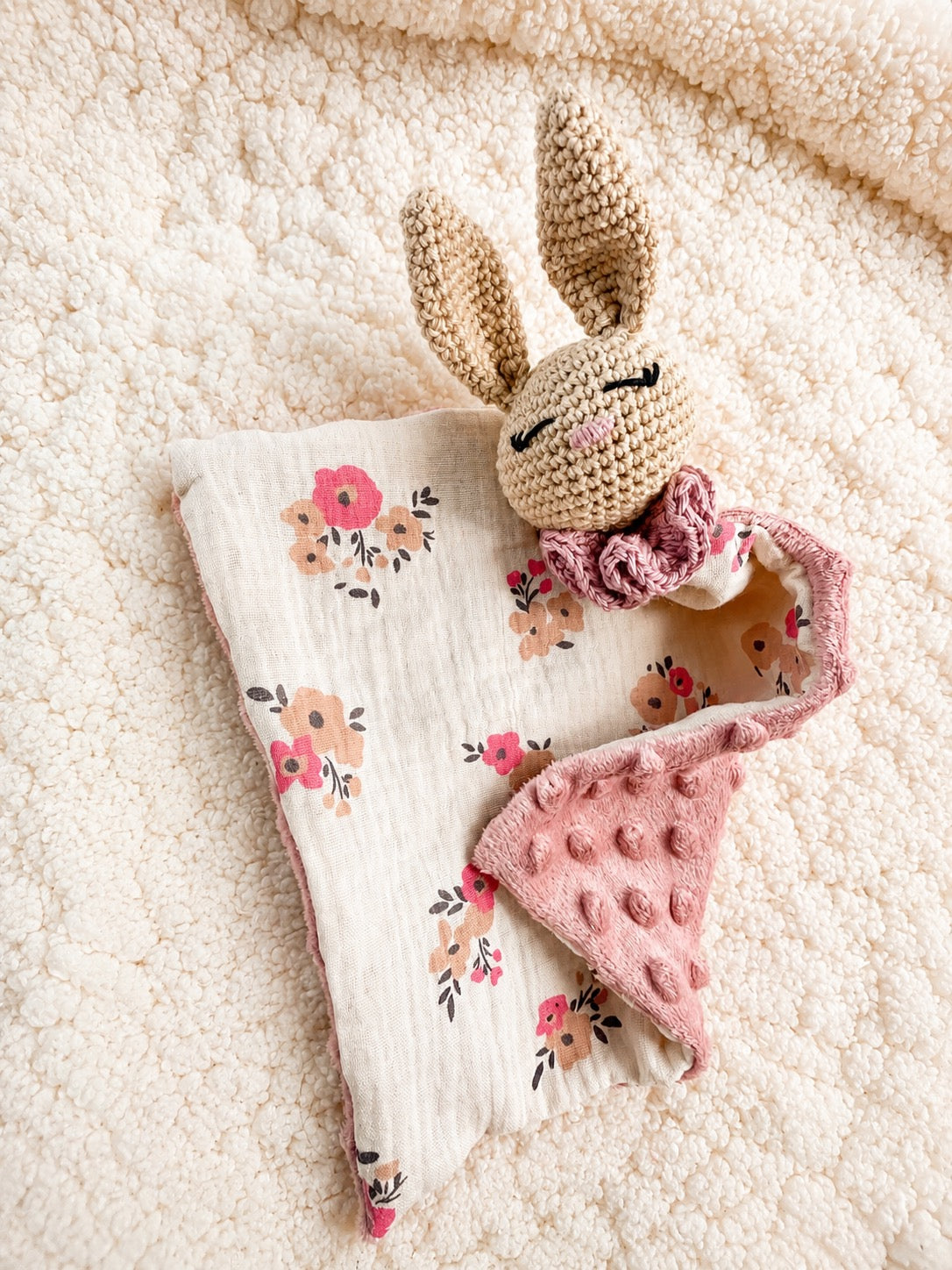 Doudou Lapin - Beige et vieux rose