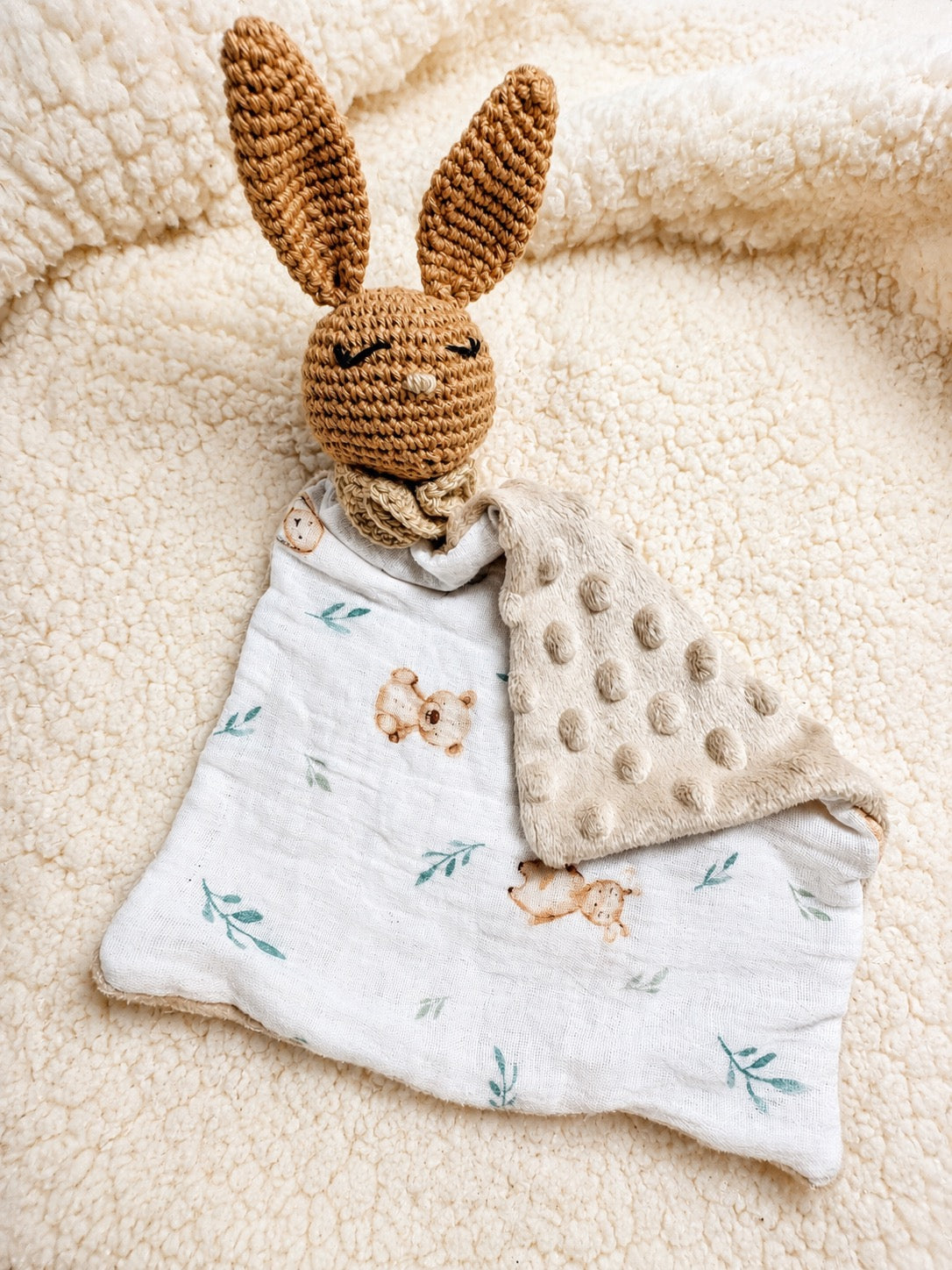 Doudou Lapin - Miel et beige