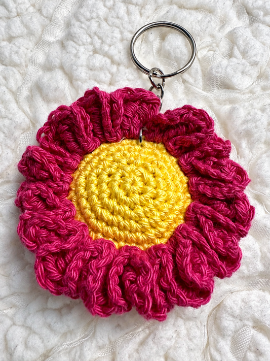 Porte clé fleur - rose