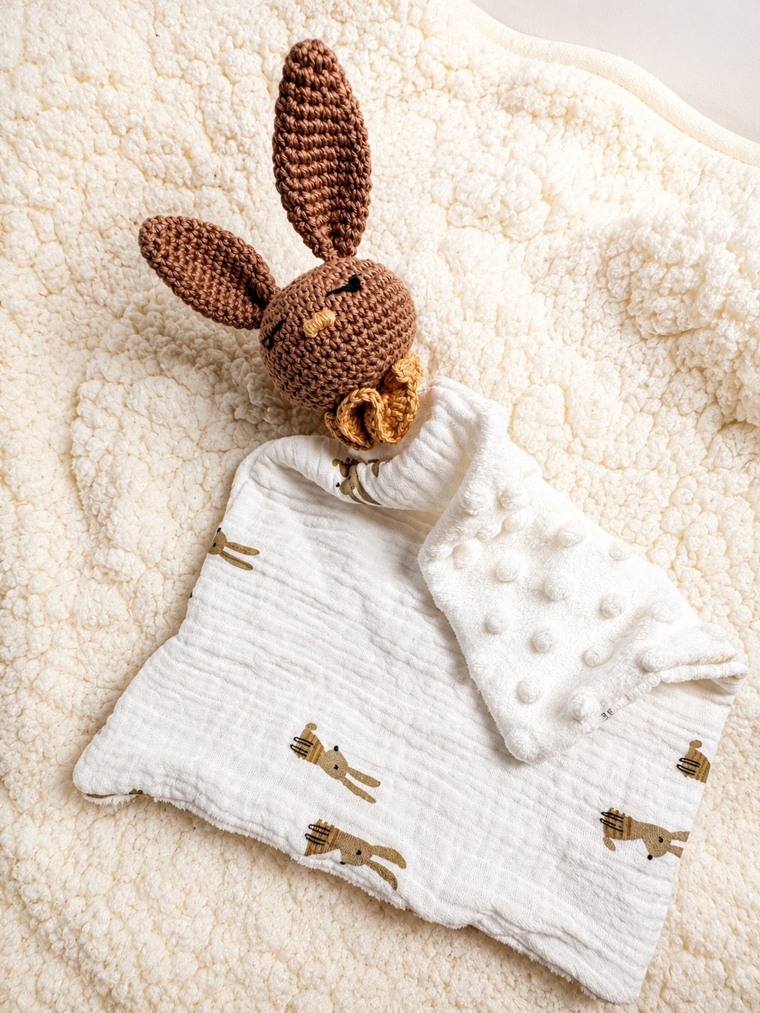 Doudou Lapin - Chocolat et blanc