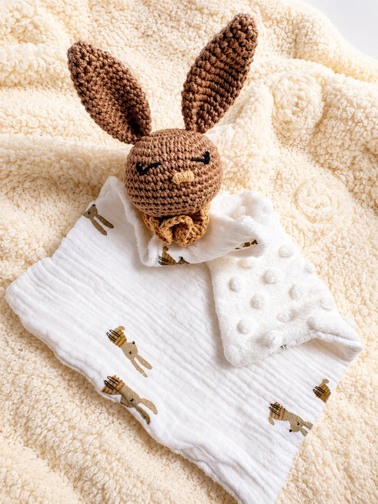Doudou Lapin - Chocolat et blanc