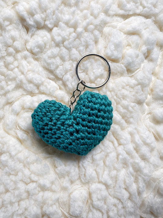 Porte clé coeur - turquoise