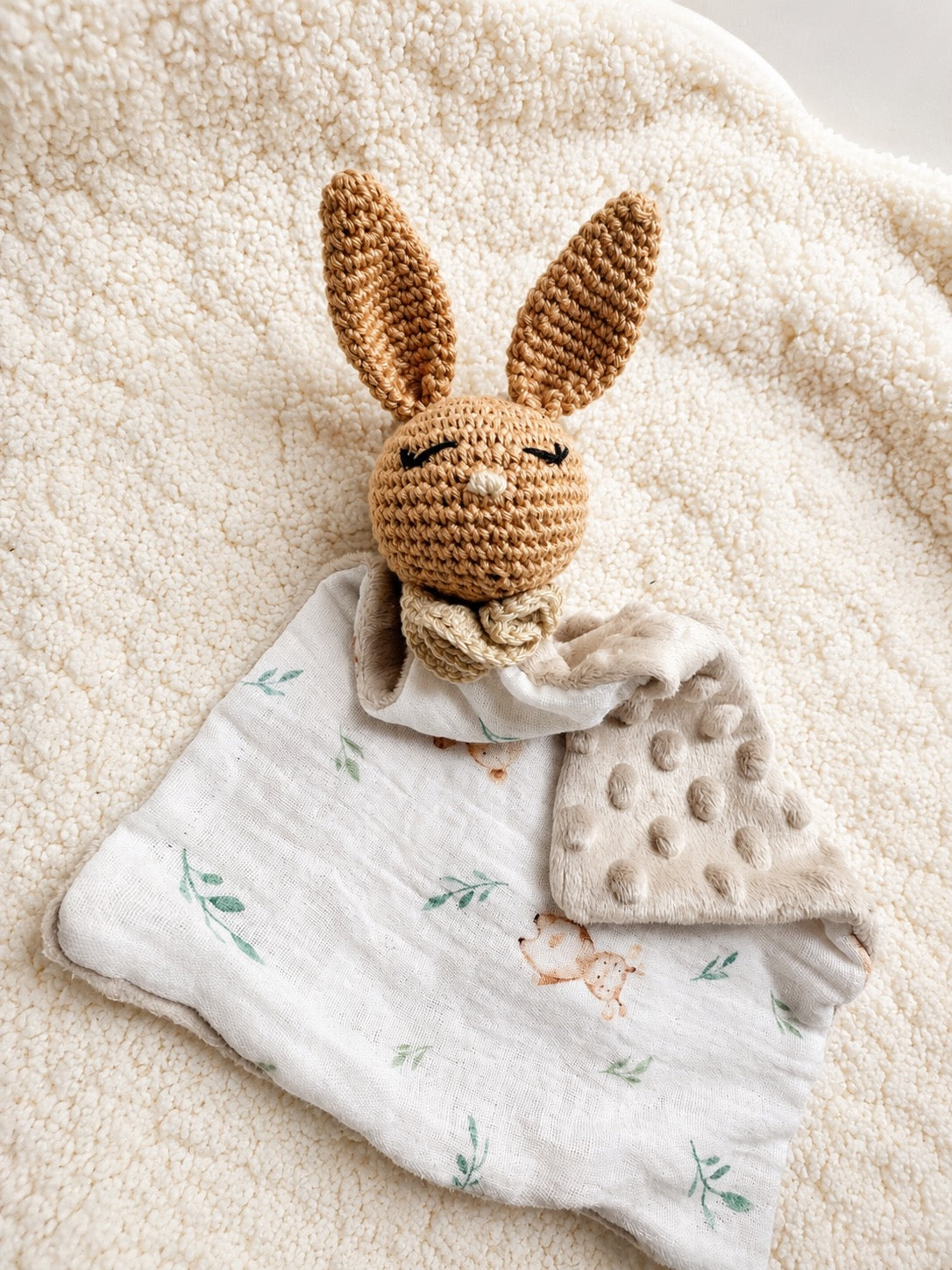Doudou Lapin - Miel et beige